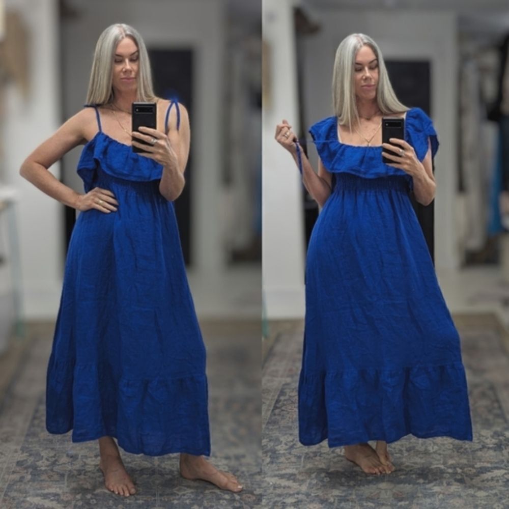 Multi Design Linen Maxi Dress - Picture 3 of 6